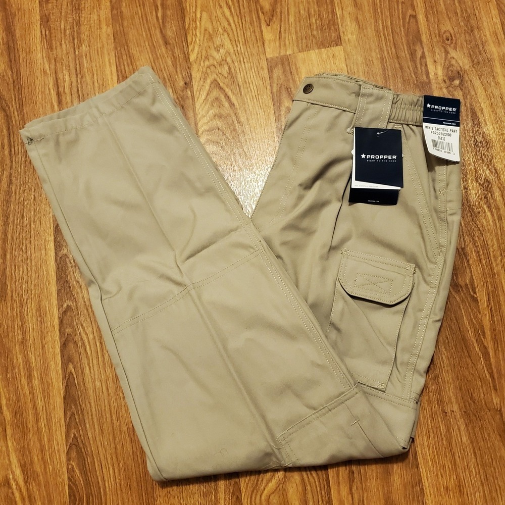Propper Tactical Pants Men 36x32 Khaki Canvas Cargo D-Ring Teflon New